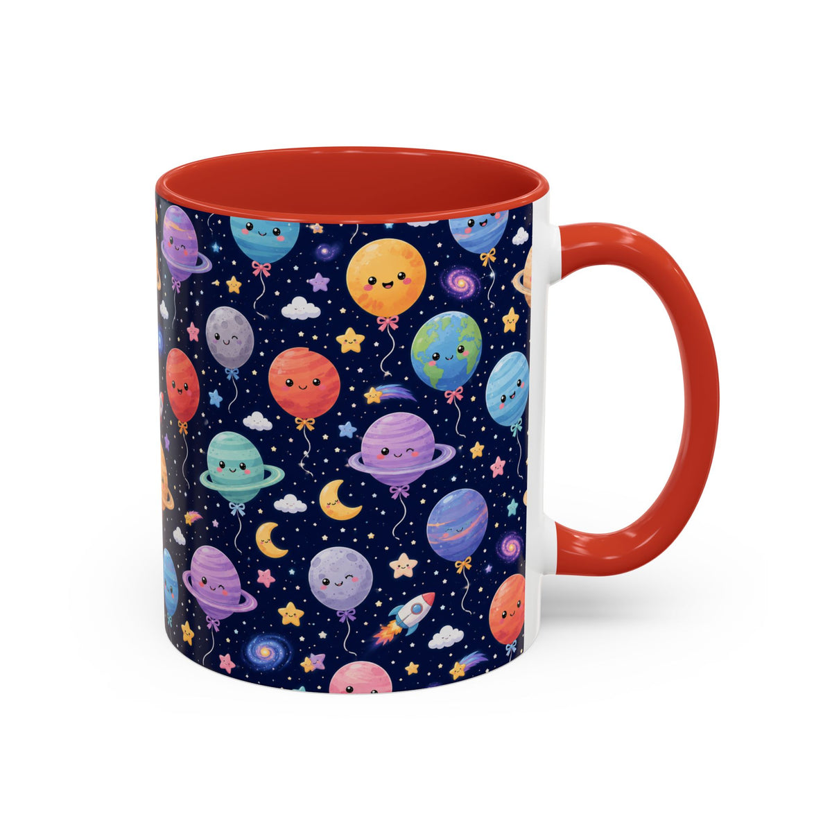 Accent Coffee Mug (11/15 oz) - Kawaii Space Balloon Planet