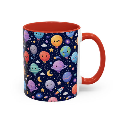 Accent Coffee Mug (11/15 oz) - Kawaii Space Balloon Planet