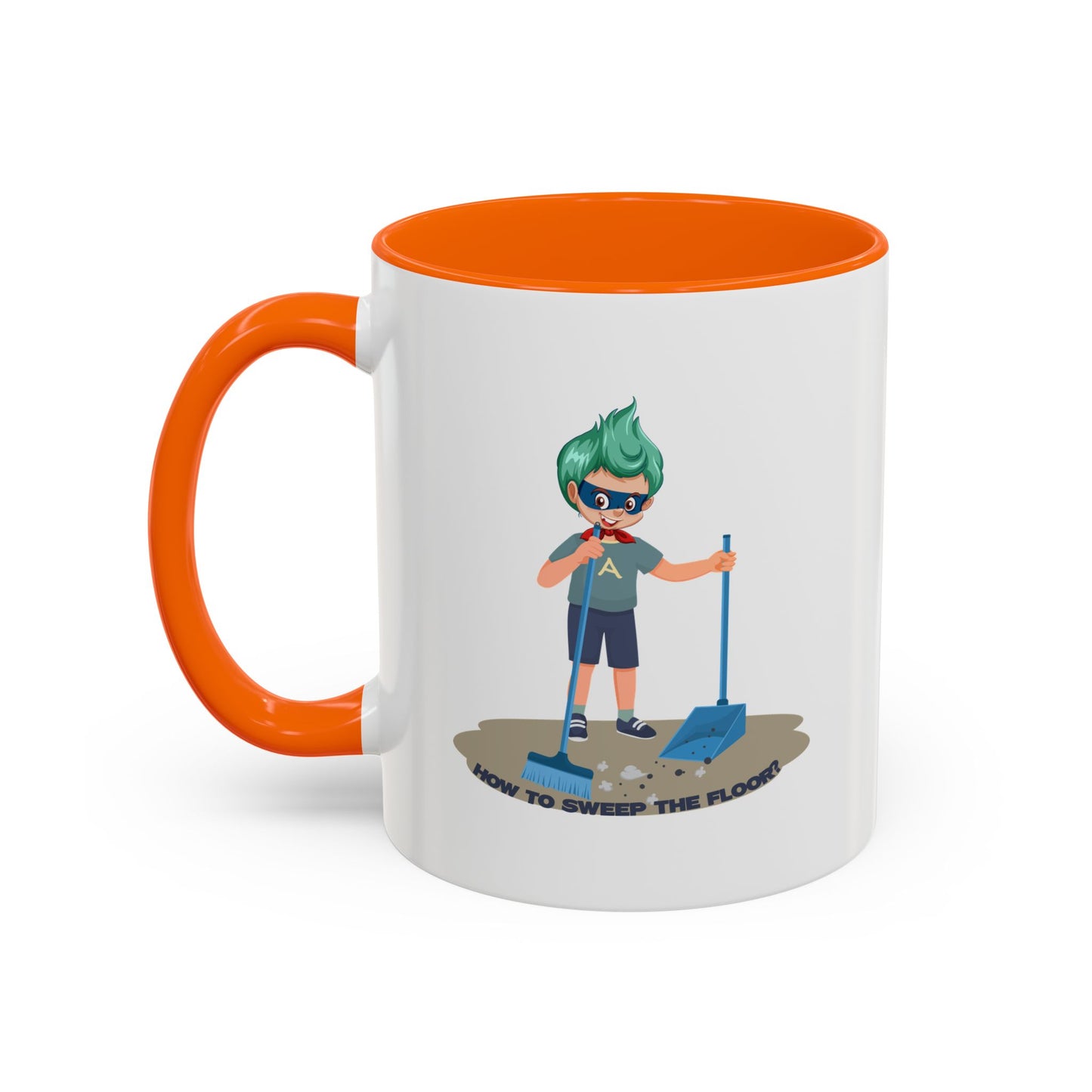 Accent Coffee Mug - Super kiddo sweeping floor