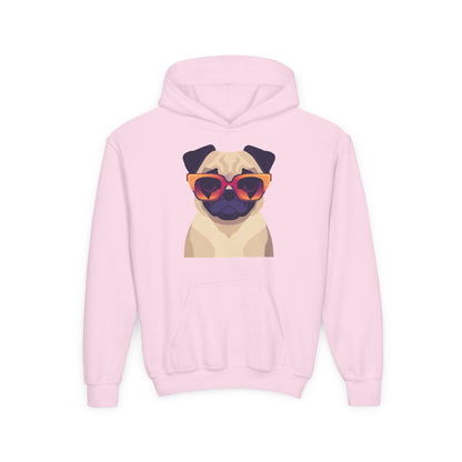 Kids Cool Pug Sunglasses Hoodie Printify