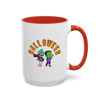 Accent Coffee Mug - Holloween with super kiddo Printify