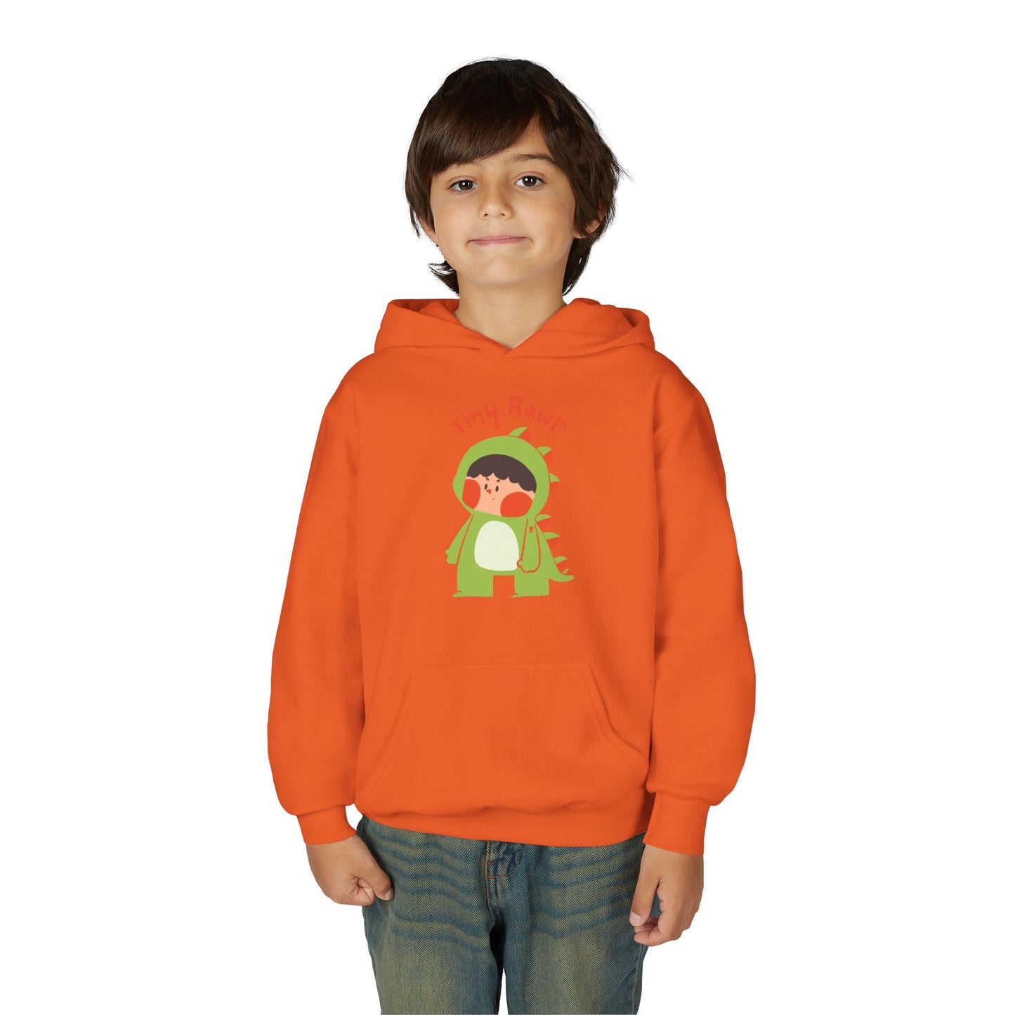 Youth Heavy Blend Hooded Sweatshirt - Tiny Raur, Cute Dino