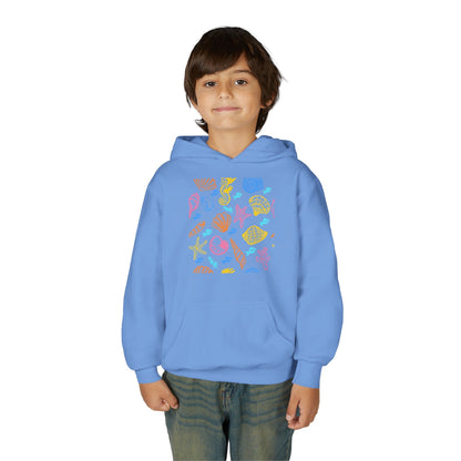 Youth Heavy Blend Hooded Sweatshirt - Sea creatures Printify