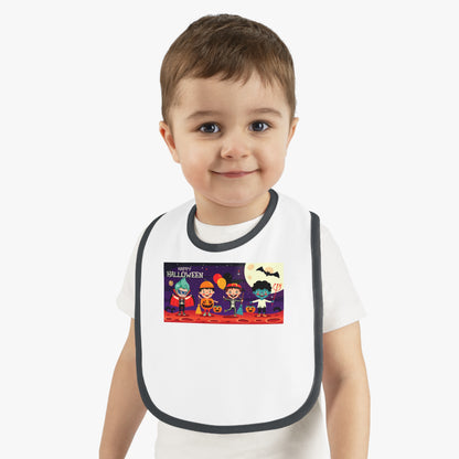 Baby Bib - Super kiddo with friends on holloween - [[{"value":"Wonderwear Kid"}]]