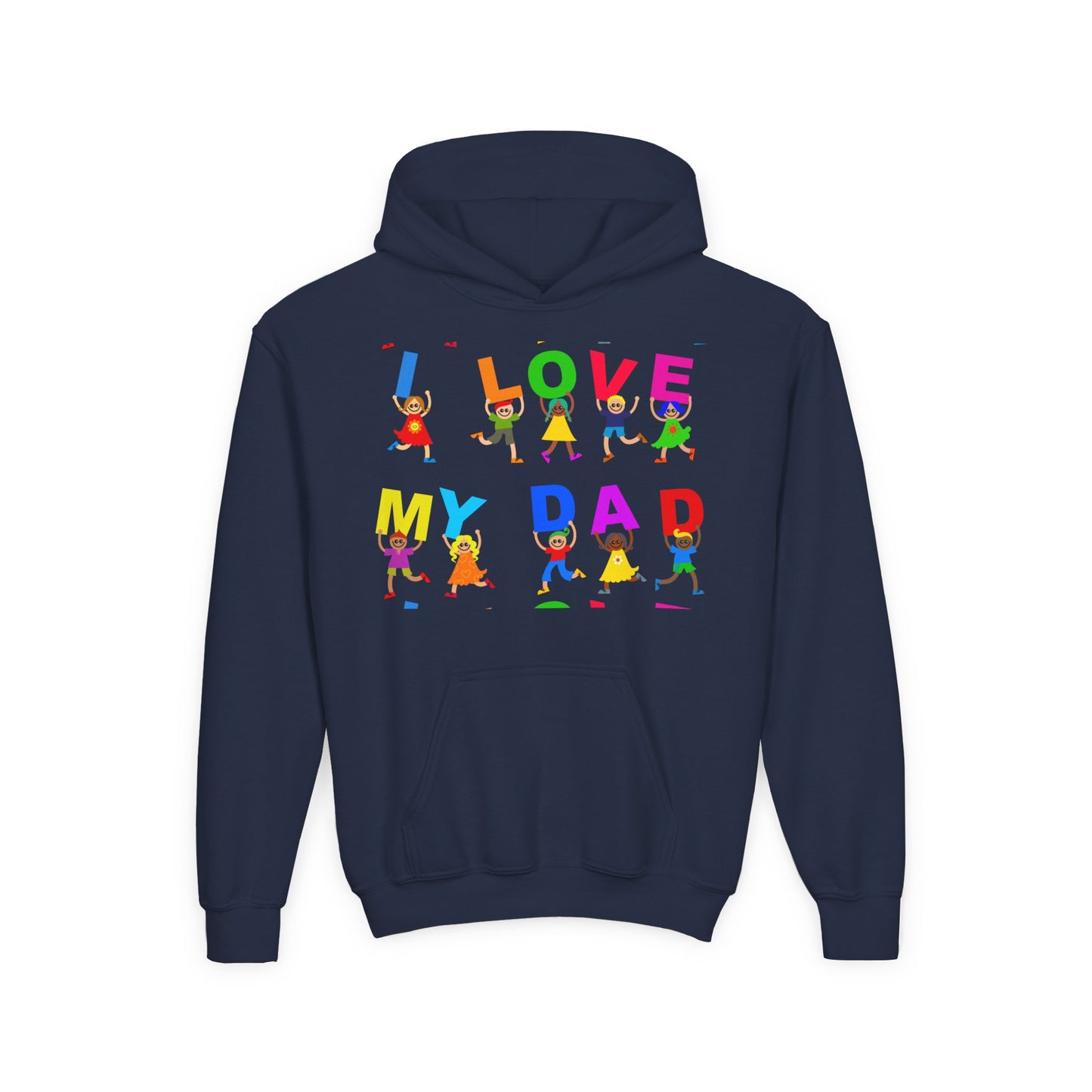 Youth Heavy Blend Hooded Sweatshirt - Kids showing i love my Dad