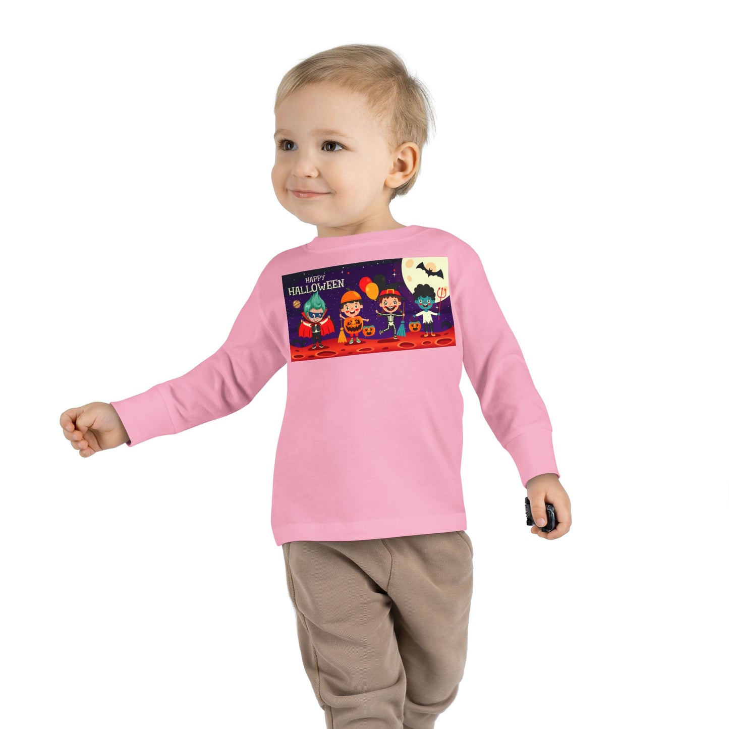 Toddler Long Sleeve Tee - Super kiddo with friends on holloween