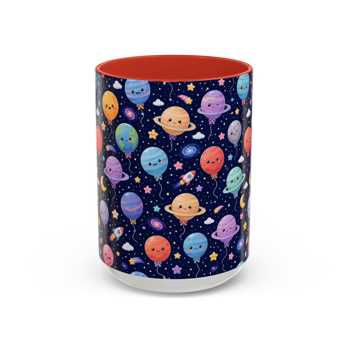 Accent Coffee Mug (11/15 oz) - Kawaii Space Balloon Planet