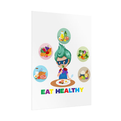 Rolled Posters - Supper kiddo showing healthy food to eat - [[{"value":"Wonderwear Kid"}]]