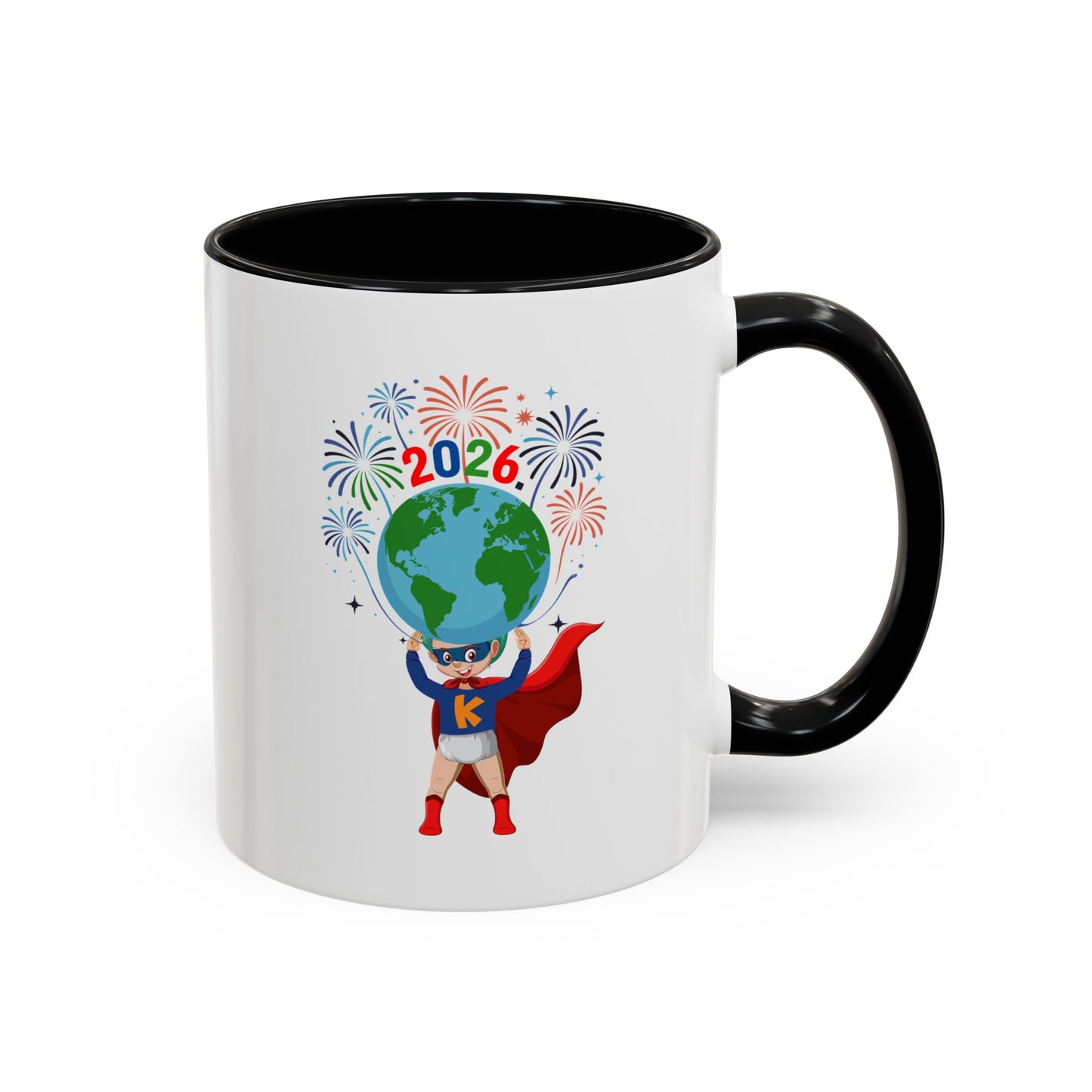 Accent Coffee Mug - Super kiddo holding globe
