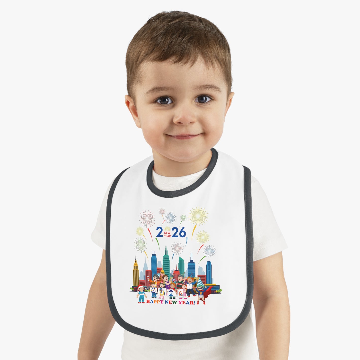 Baby Bib - Happy new year with fireworks