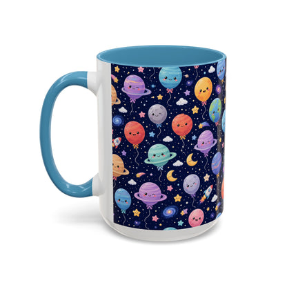 Accent Coffee Mug (11/15 oz) - Kawaii Space Balloon Planet
