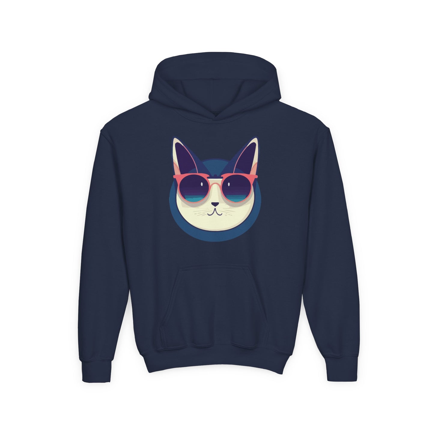 Youth Heavy Blend Hooded Sweatshirt - Cool Cat Sunglasses