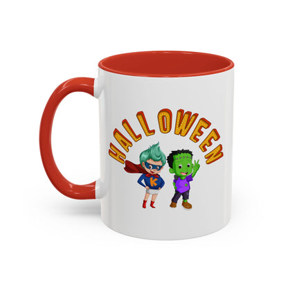 Accent Coffee Mug - Holloween with super kiddo Printify