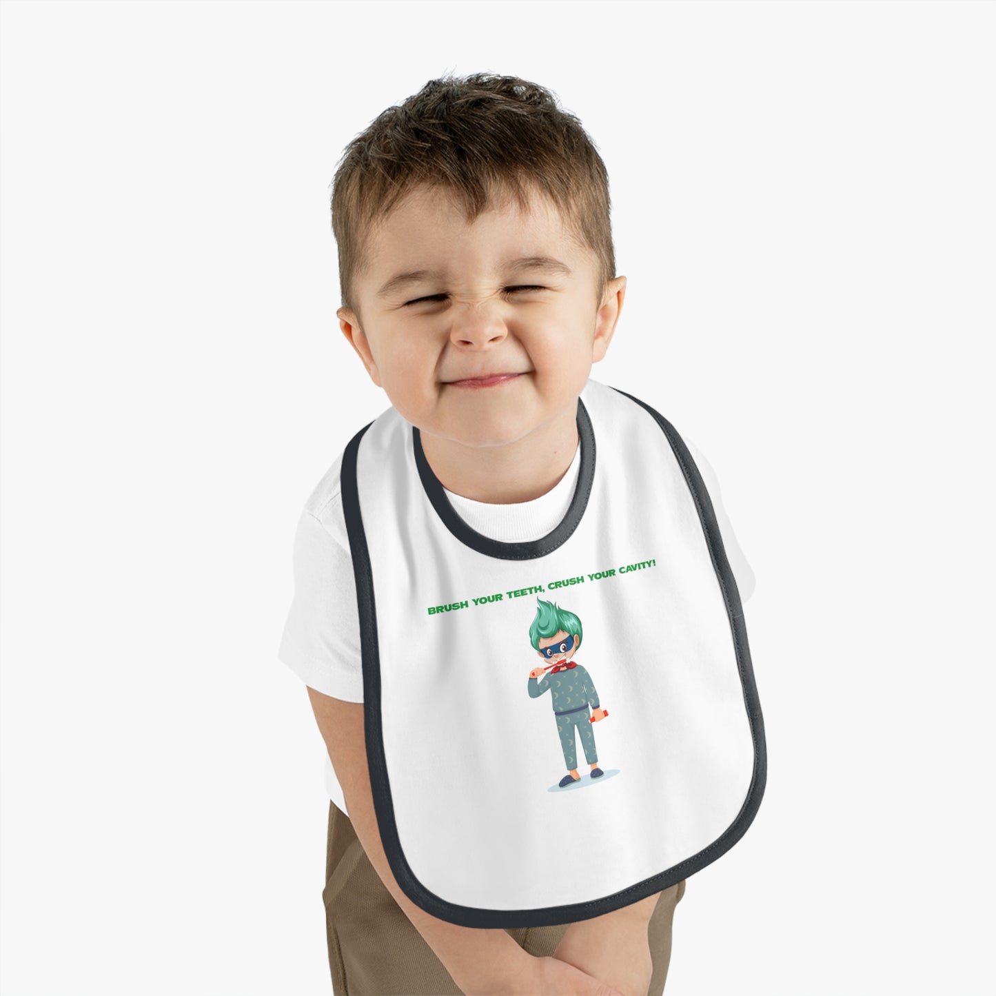 Baby Bib - Super kiddo brushing teeth