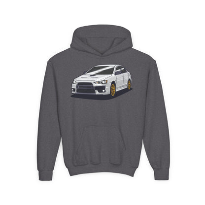 Youth Heavy Blend Hooded Sweatshirt - White car Printify
