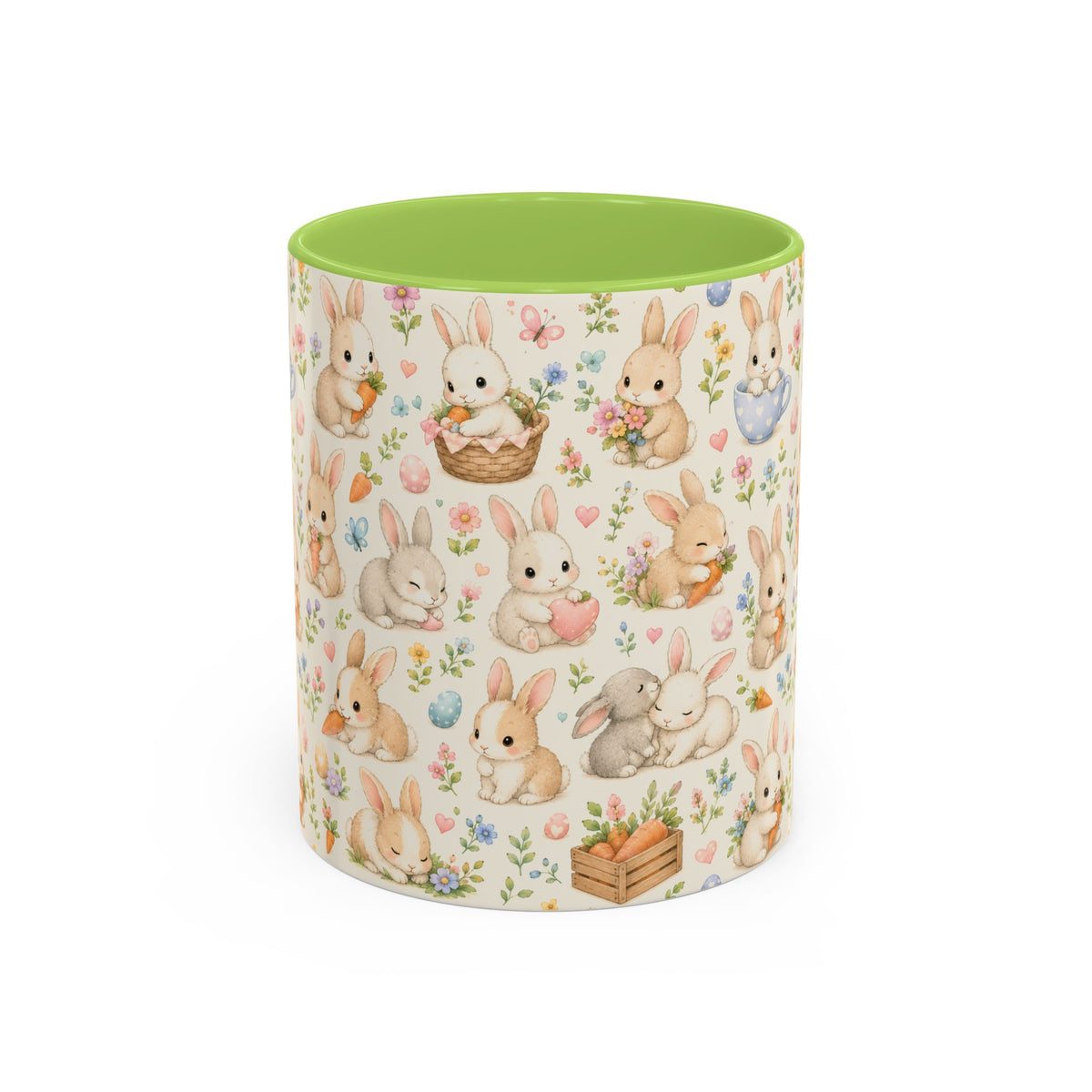 Accent Coffee Mug  (11/15 oz) - Pastel Bunny Garden Easter