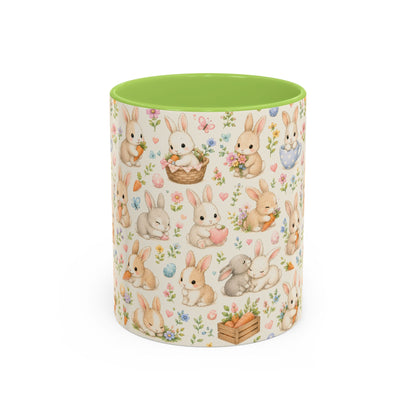 Accent Coffee Mug  (11/15 oz) - Pastel Bunny Garden Easter