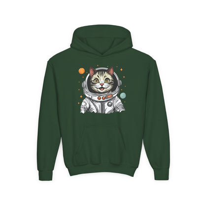 Youth Heavy Blend Hooded Sweatshirt - Astronaut cat Printify