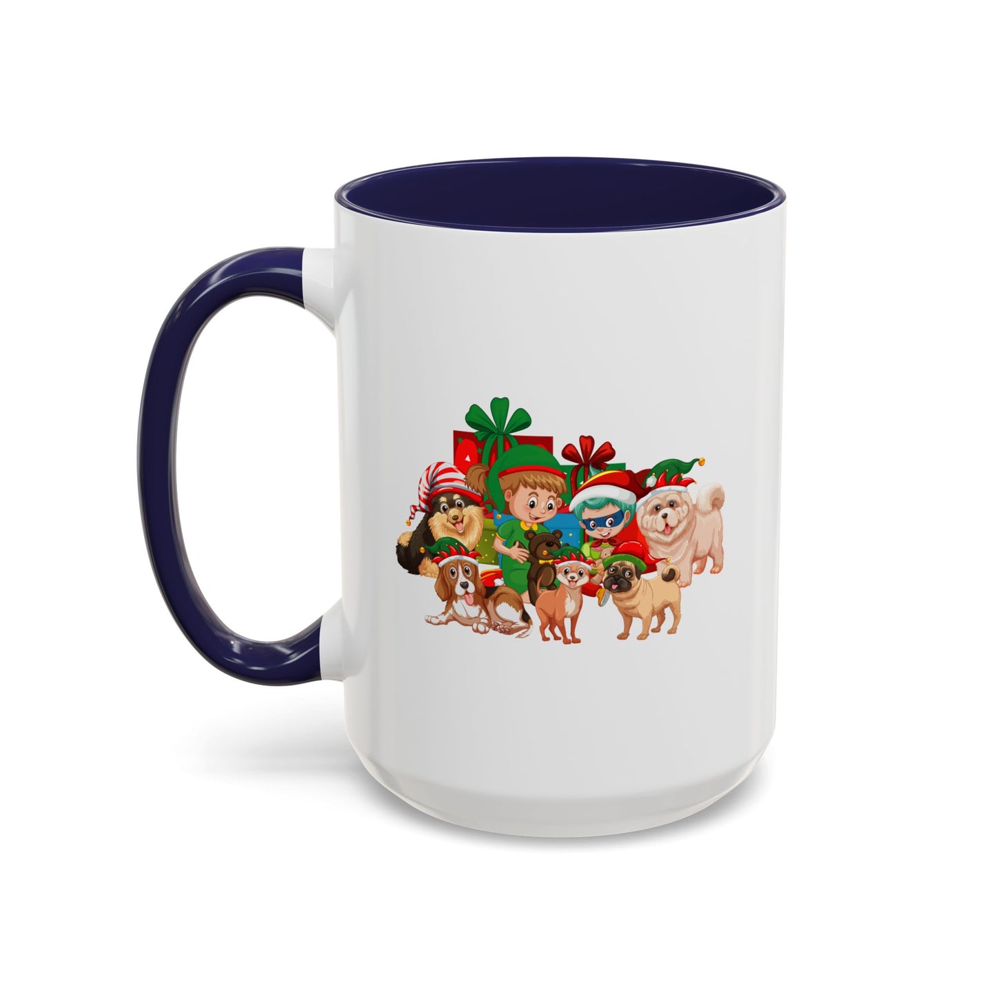 Accent Coffee Mug - Christmas with super kiddo pet friends without text