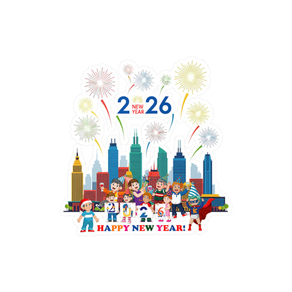 Christmas Kiss-Cut Vinyl Decals – Happy new year with fireworks - [[{"value":"Wonderwear Kid"}]]