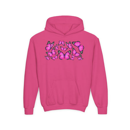 Youth Heavy Blend Hooded Sweatshirt -  Beautiful purple monarch Printify