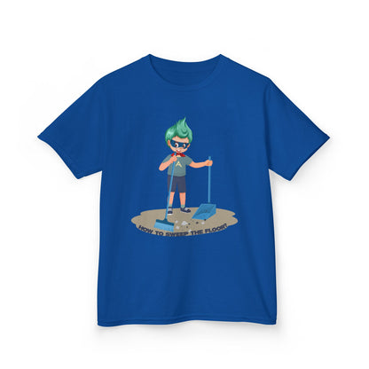 Kids Heavy Cotton™ Tee - Super kiddo sweeping floor - [[{"value":"Wonderwear Kid"}]]