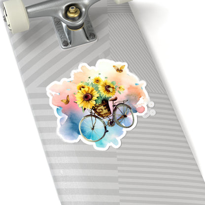 Kiss-Cut Stickers - Flower Bicycle Printify