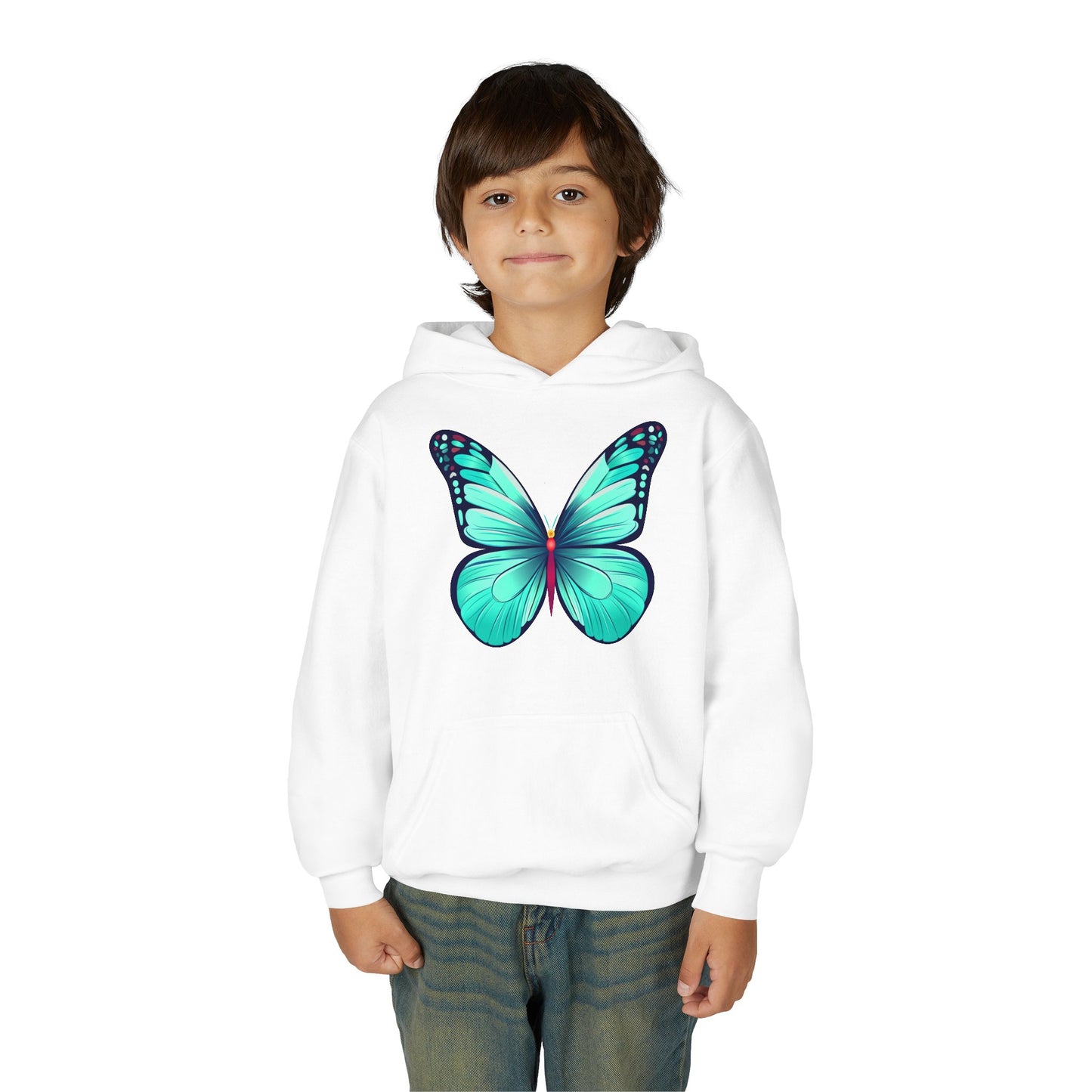 Youth Heavy Blend Hooded Sweatshirt - Butterfly - blue