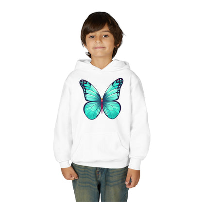 Youth Heavy Blend Hooded Sweatshirt - Butterfly - blue Printify
