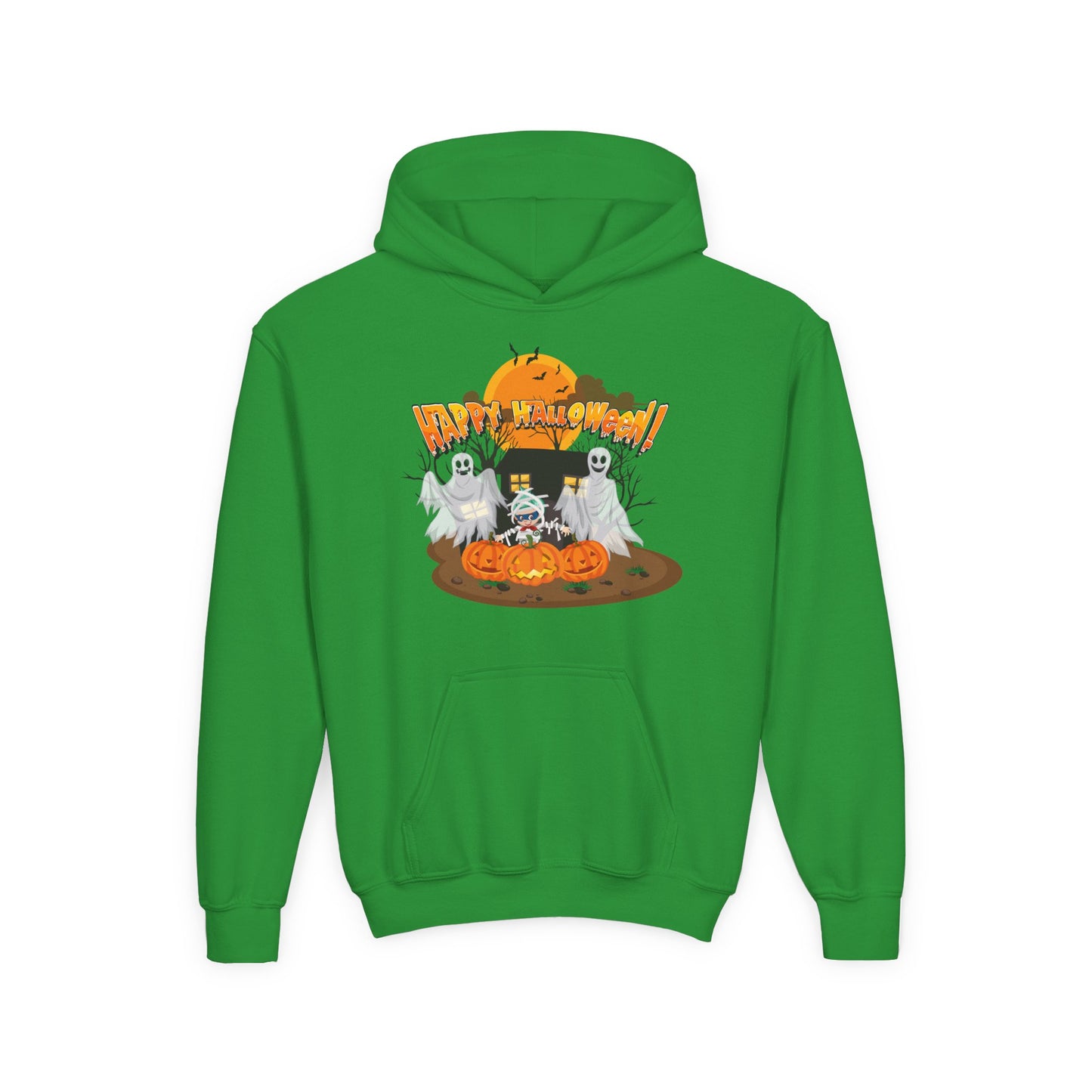 Youth Heavy Blend Hooded Sweatshirt - Super kiddo with ghost