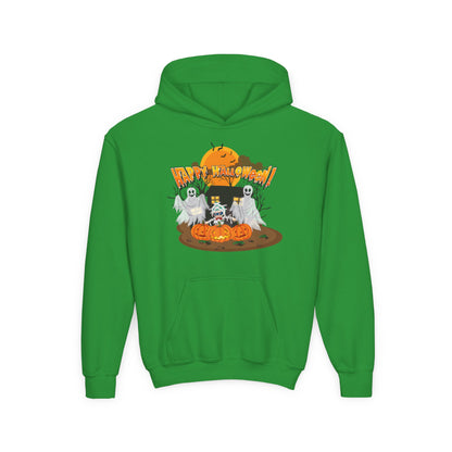 Youth Heavy Blend Hooded Sweatshirt - Super kiddo with ghost - [[{"value":"Wonderwear Kid"}]]
