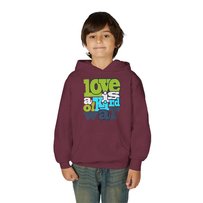 Youth Heavy Blend Hooded Sweatshirt - Love is Kind of War Printify