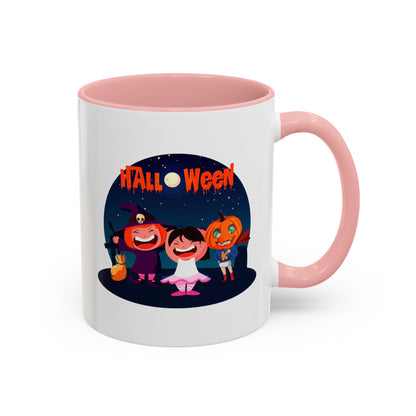 Accent Coffee Mug - Super kiddo wearing pumpkin - [[{"value":"Wonderwear Kid"}]]