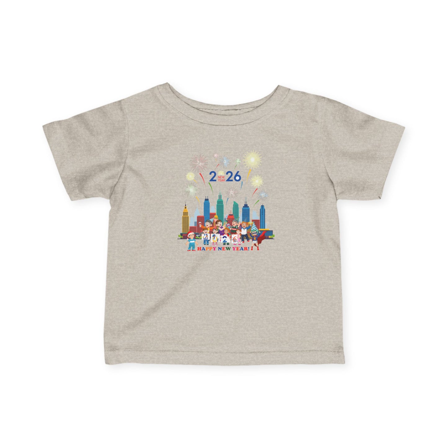 Infant Fine Jersey Tee - Happy new year with fireworks - [[{"value":"Wonderwear Kid"}]]