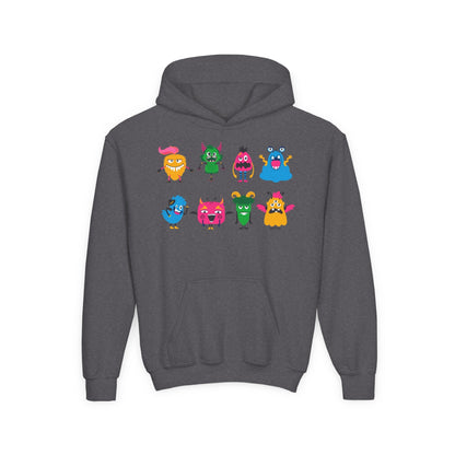 Youth Heavy Blend Hooded Sweatshirt - Set of monsters Printify