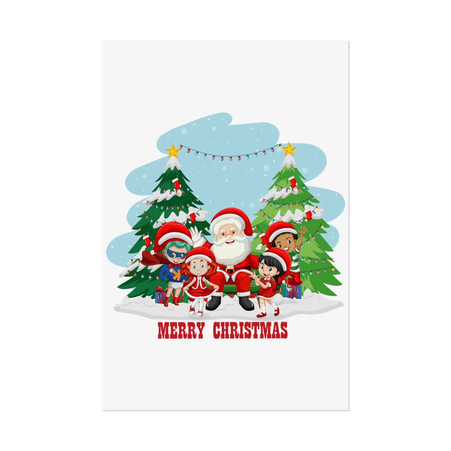Rolled Posters - Super kiddo with santa claus Merry christmas - [[{"value":"Wonderwear Kid"}]]