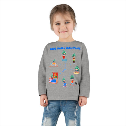 Toddler Long Sleeve Tee - Super kiddo daily routine - [[{"value":"Wonderwear Kid"}]]