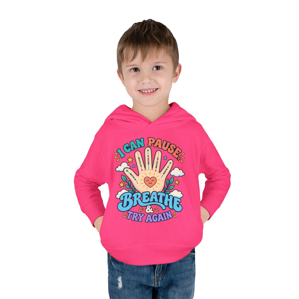 Toddler Hoodie — Pause, Breathe, Try Again Hand Guide