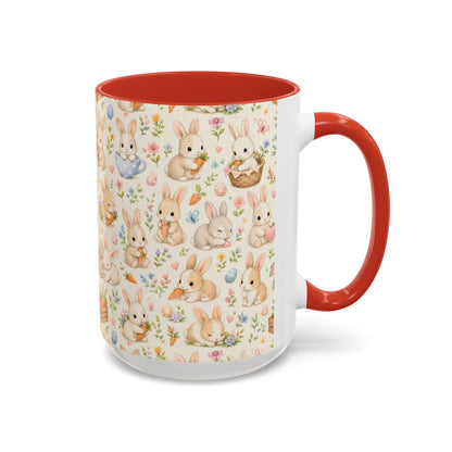 Accent Coffee Mug  (11/15 oz) - Pastel Bunny Garden Easter