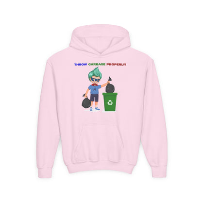 Youth Heavy Blend Hooded Sweatshirt - Super kiddo taking trash out - [[{"value":"Wonderwear Kid"}]]