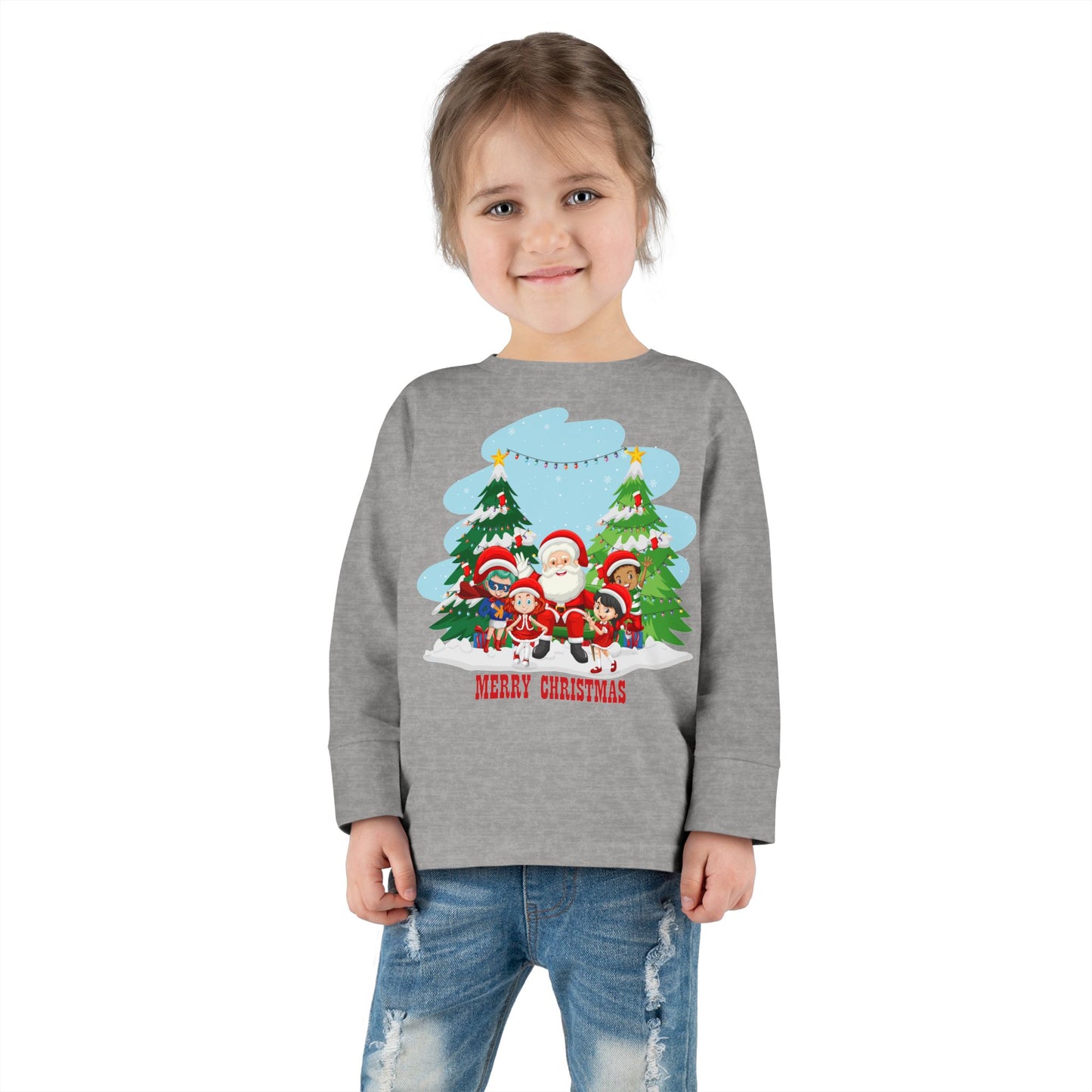 Toddler Long Sleeve Tee - Super kiddo with santa claus Merry christmas - [[{"value":"Wonderwear Kid"}]]