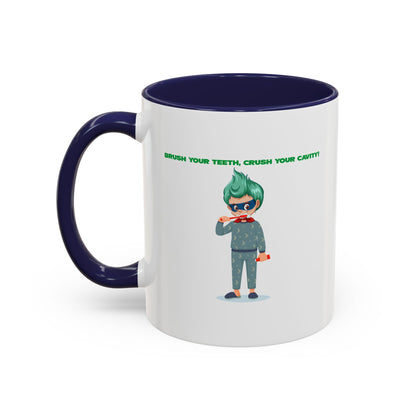 Accent Coffee Mug - Super kiddo brushing teeth - [[{"value":"Wonderwear Kid"}]]