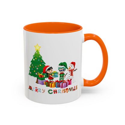 Accent Coffee Mug - Super kiddo preparing gifts - [[{"value":"Wonderwear Kid"}]]