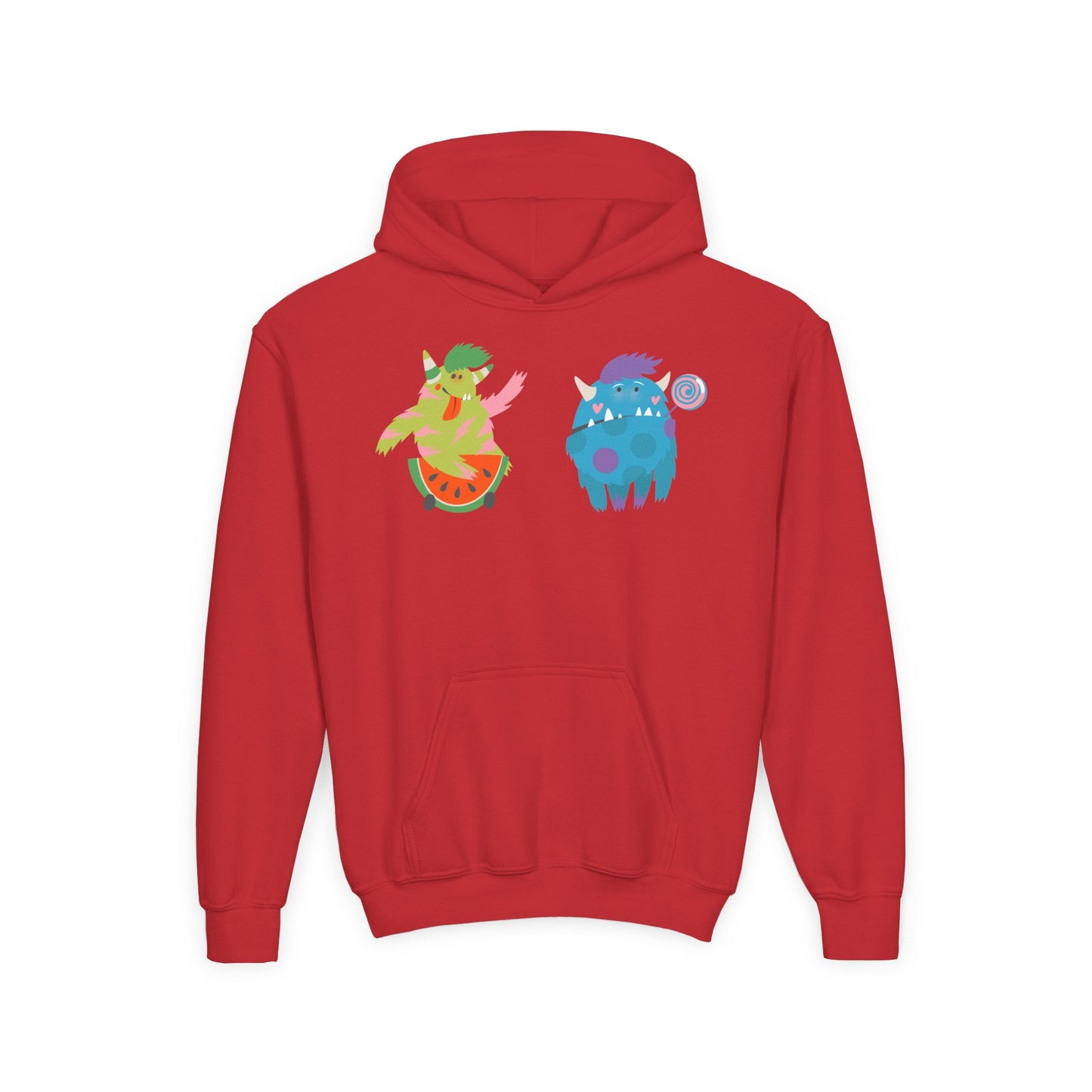 Youth Heavy Blend Hooded Sweatshirt - Funny Toothy monsters