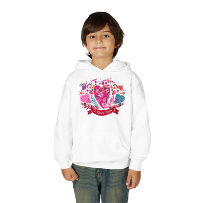 Youth Heavy Blend Hooded Sweatshirt - I love you Printify