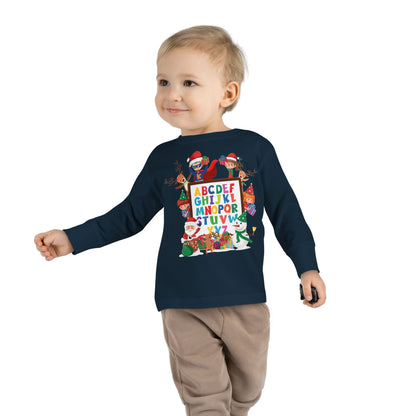 Toddler Long Sleeve Tee - Christmas alphabet with super kiddo - [[{"value":"Wonderwear Kid"}]]