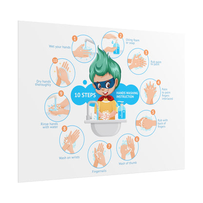 Rolled Posters - Super kiddo hand washing steps - [[{"value":"Wonderwear Kid"}]]