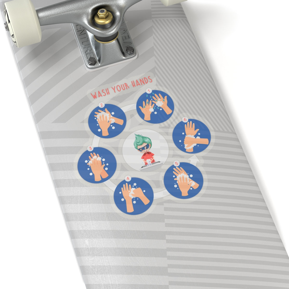Kiss-Cut Stickers - Super kiddo teaching how to wash hands - [[{"value":"Wonderwear Kid"}]]