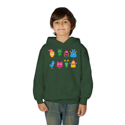 Youth Heavy Blend Hooded Sweatshirt - Set of monsters Printify