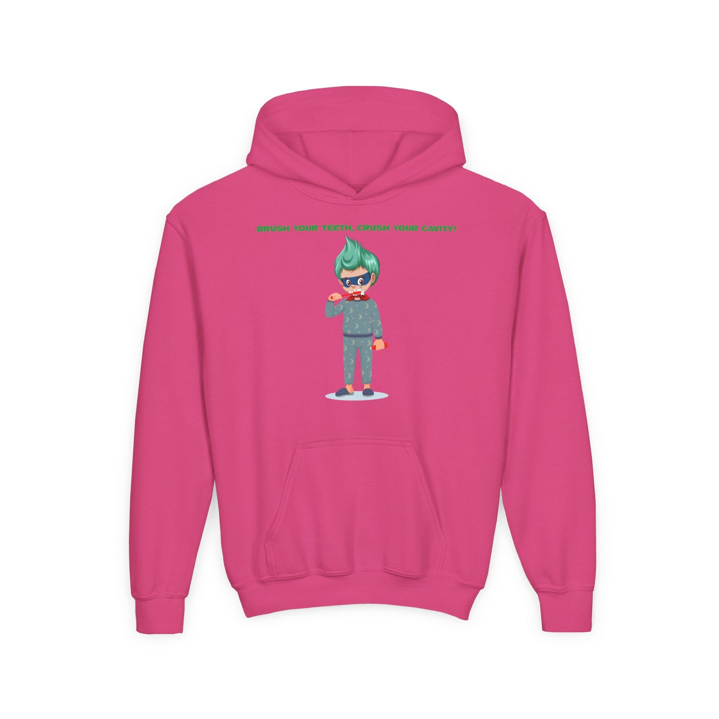 Youth Heavy Blend Hooded Sweatshirt - Super kiddo brushing teeth